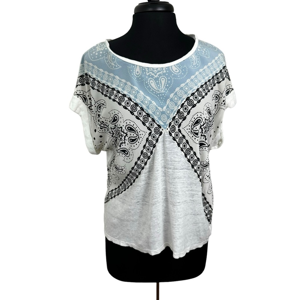 Sandro Paris Women’s Bandana Top Sandro Size 3 Sheer 100% Linen & Silk